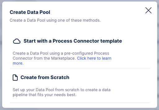 A screenshot showing the options when creating a data pool.