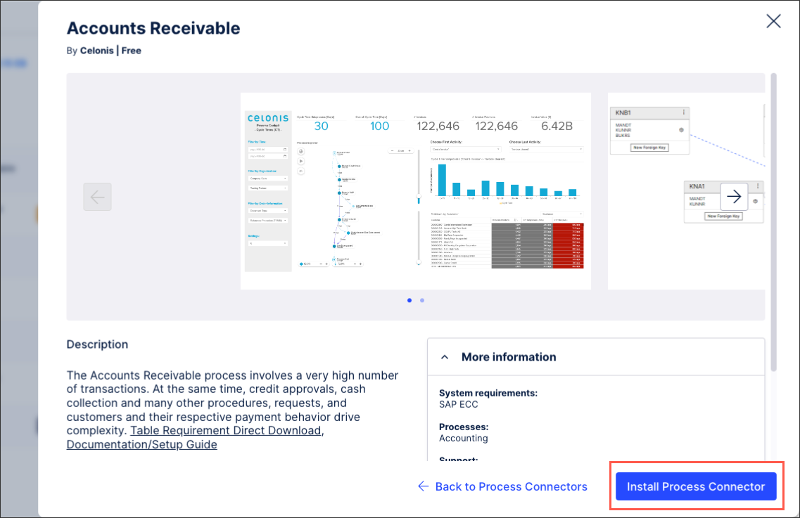 A screenshot showing how to install process connectors.
